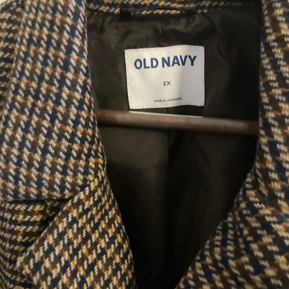 Old Navy 2X Brown, Navy, Tan & Cream Houndstooth Blazer - Picture 2 of 7
